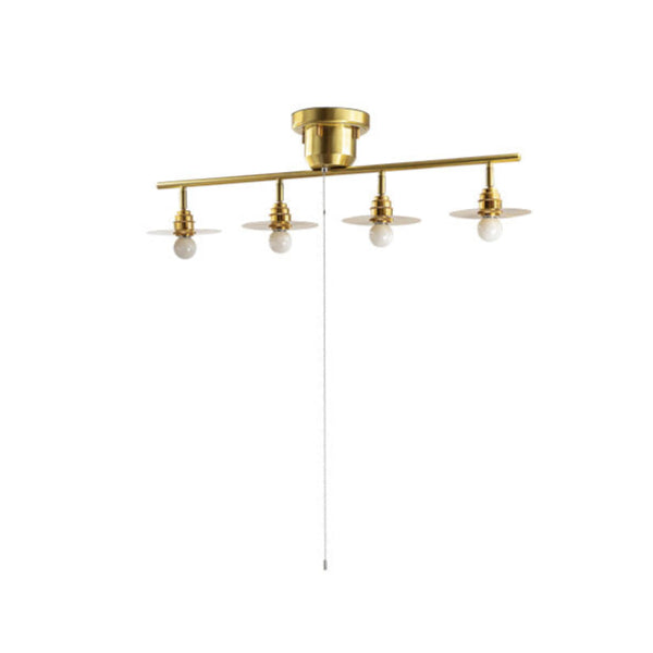 Pura 4-light ceiling light, brass, G50/with white