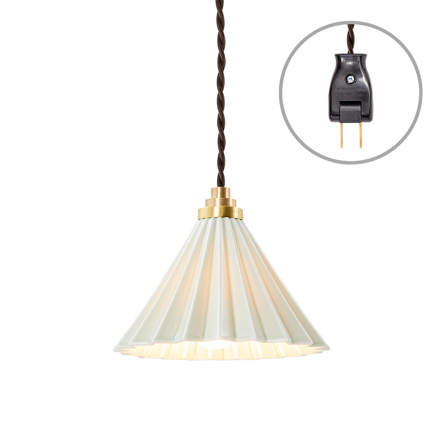 ORIGAMI LAMP Plug Brown Cord/Matte Green