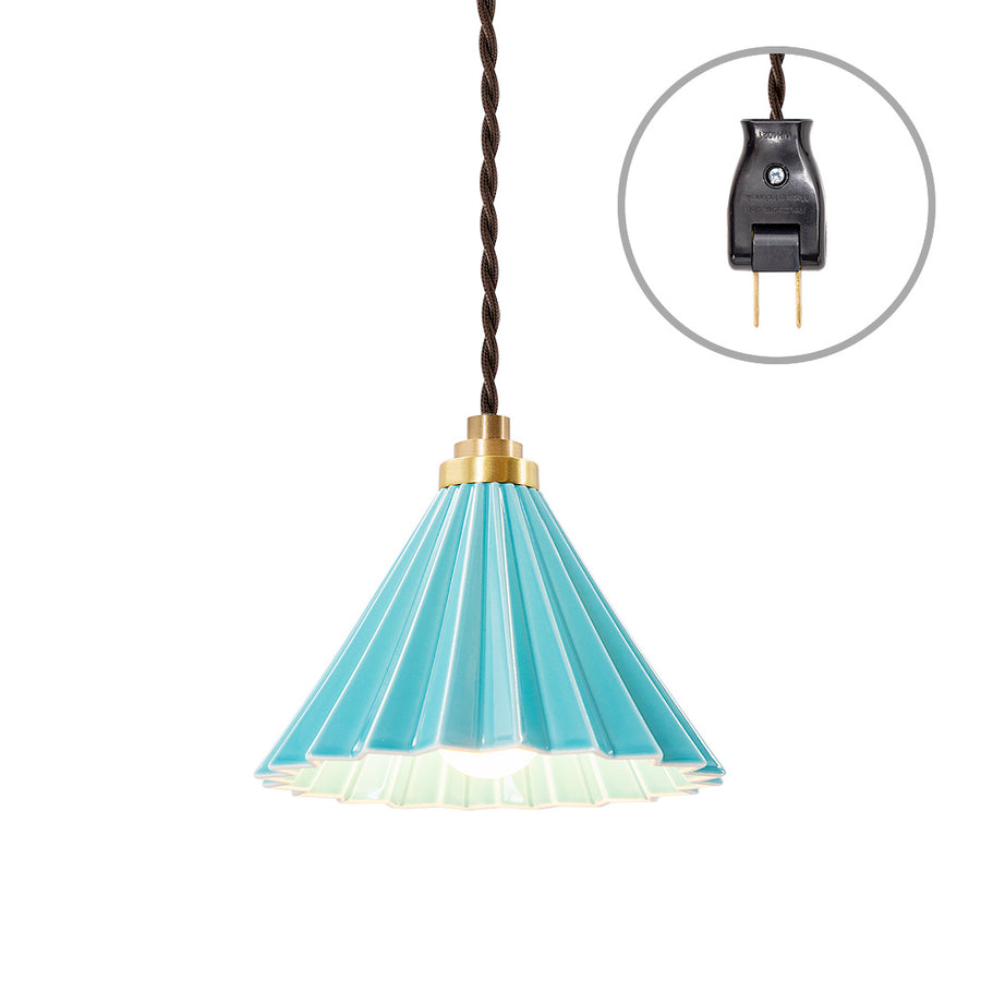 ORIGAMI LAMP Plug Brown Cord/Turquoise