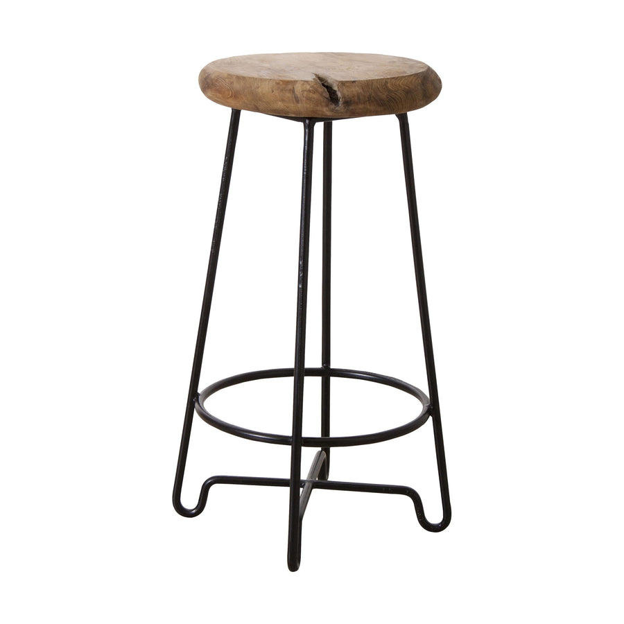 Round High Stool Brown