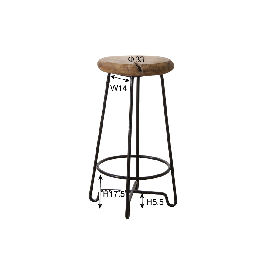 Round High Stool Brown