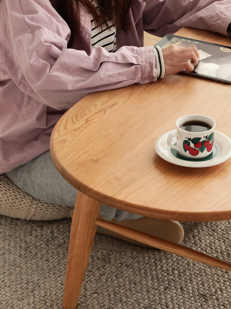 Oval wooden centre table with drawer
