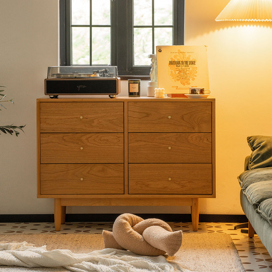 Wooden 6-compartment chest