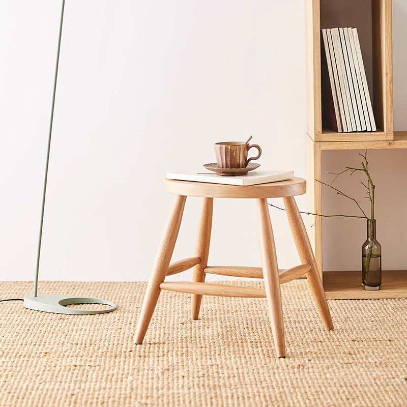 Natural wood round stool