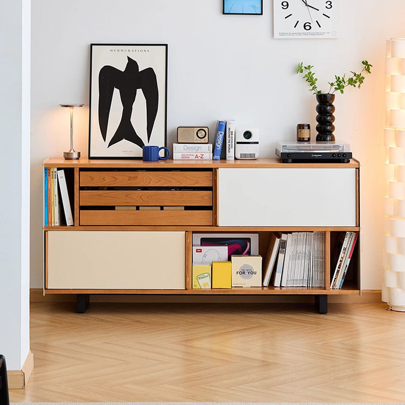 Cherry wood two-tone TV cabinet