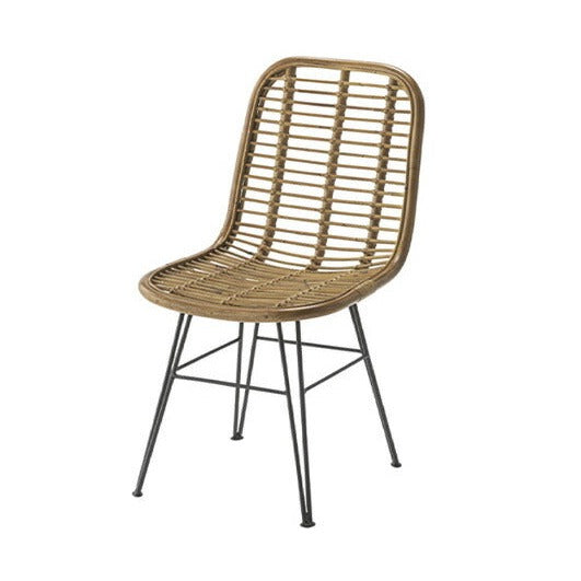 RATTAN DINING CHAIR Steel leg rattan dining chair