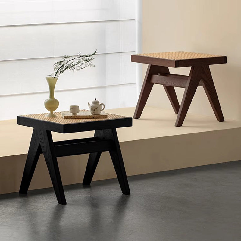 White ash rattan wooden stool