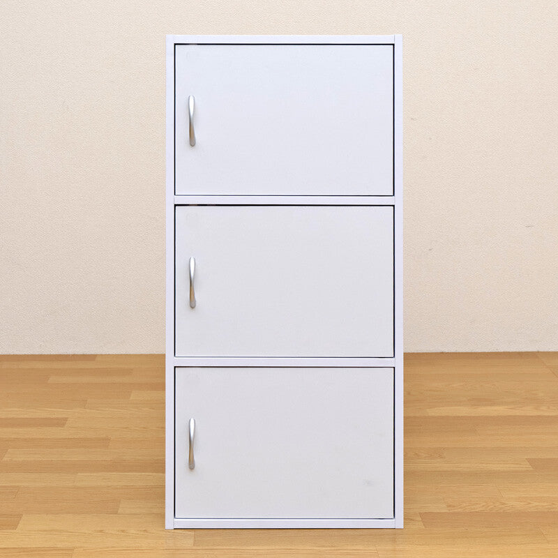 Basic design wooden 3-tier/4-tier rack with doors