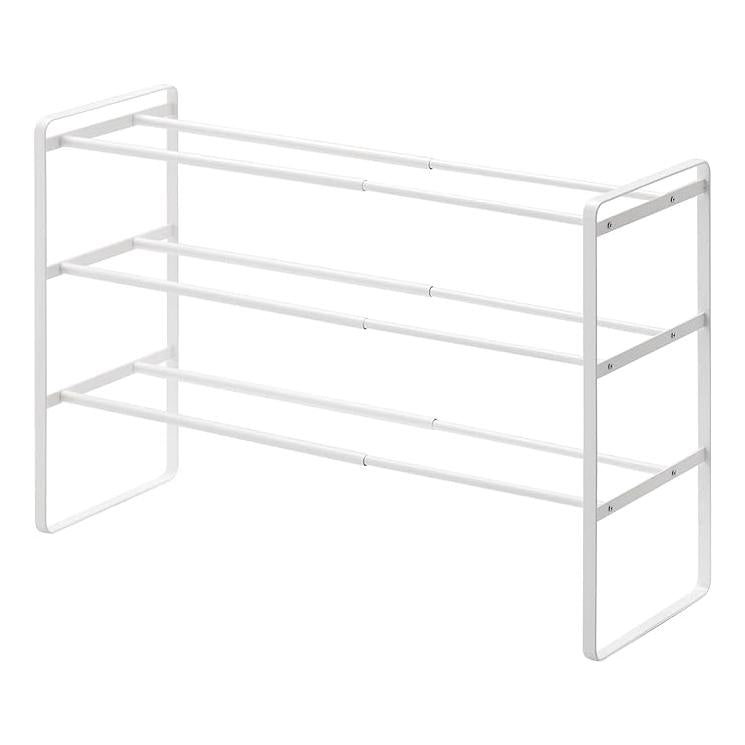 Frame Extendable Shoe Rack 3 Tiers White Frame Entrance Shoe Storage