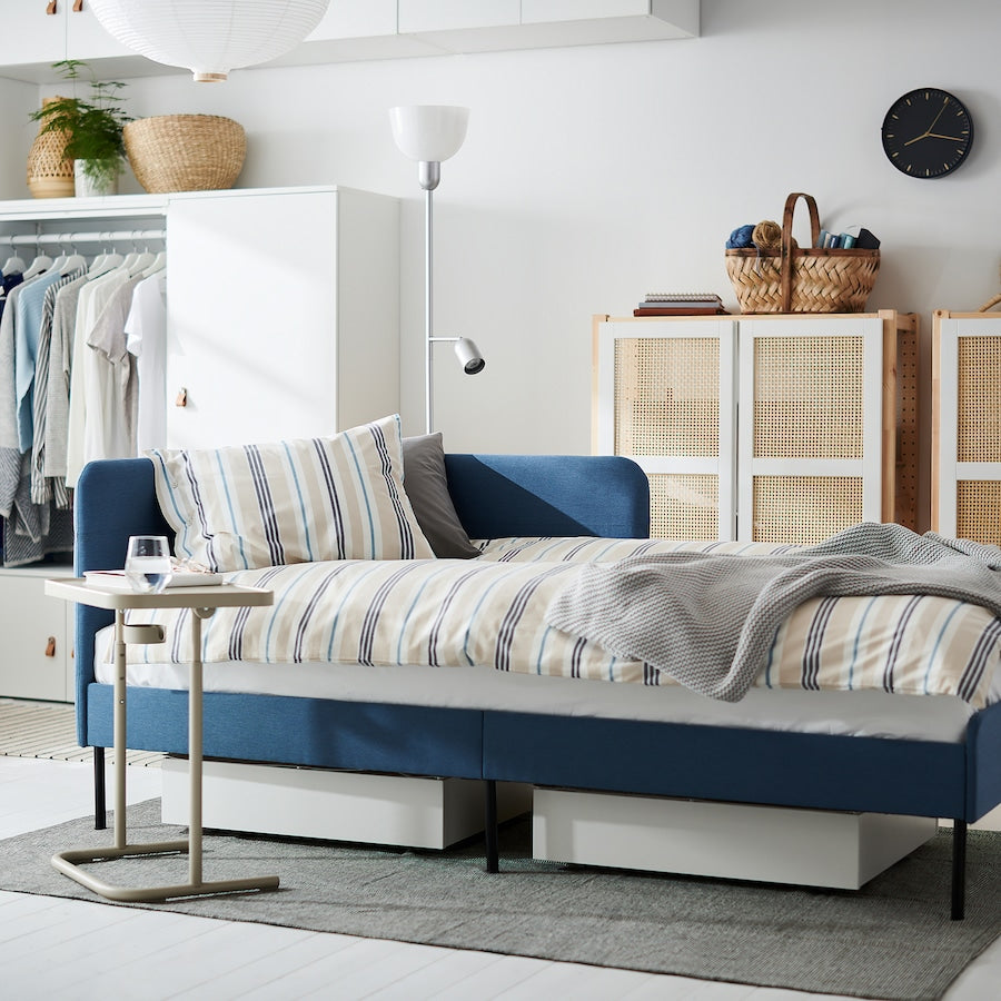 BLÅKULLEN fabric bed with corner headboard