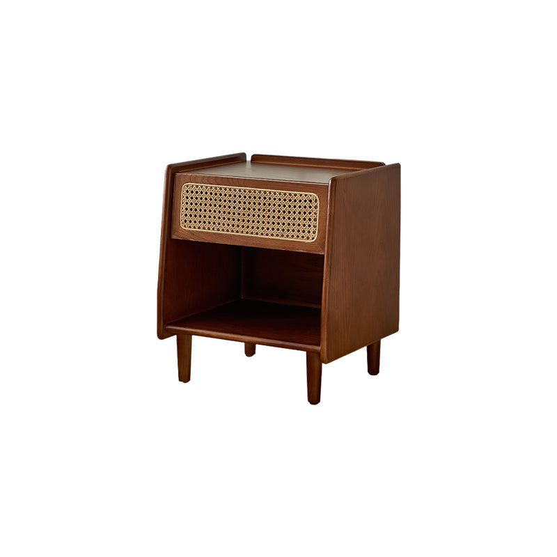 Rattan style wooden night table