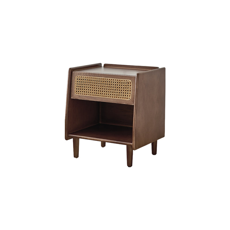 Rattan style wooden night table