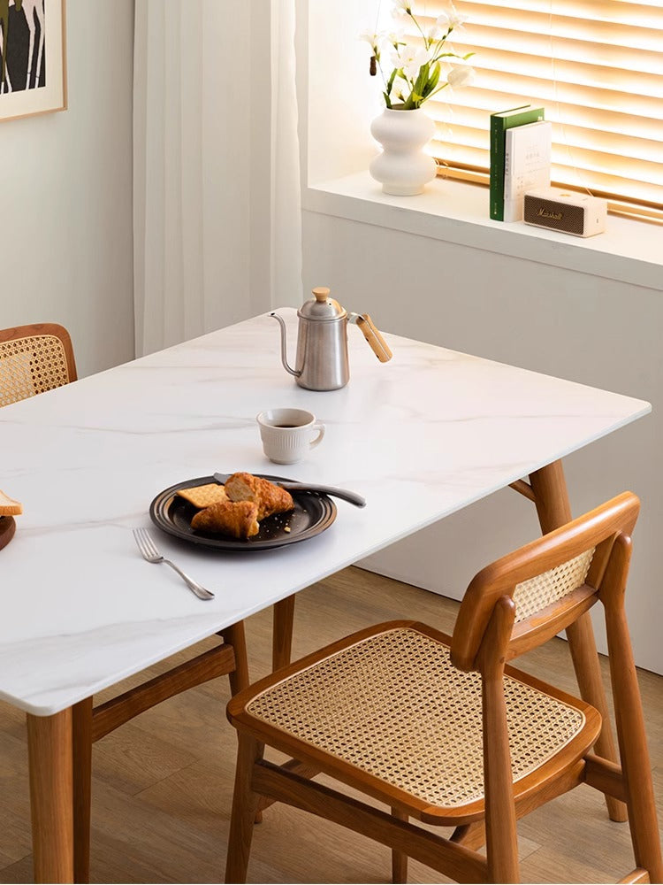 Simple natural cherry wood dining table