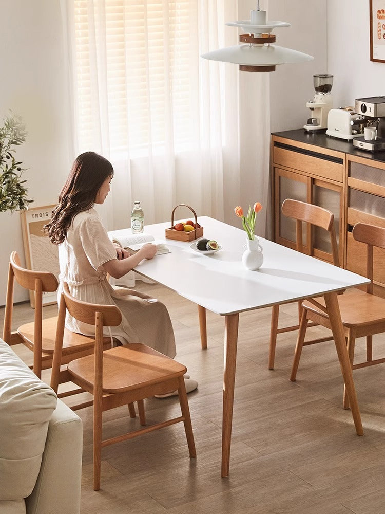 Simple natural cherry wood dining table