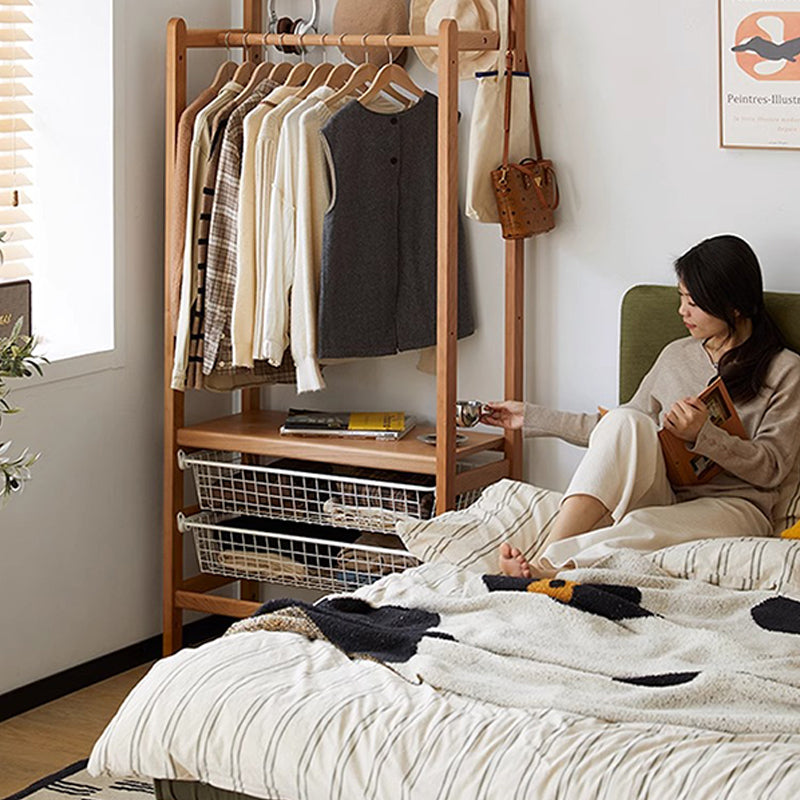 Cherry wood multi-functional clothes rack