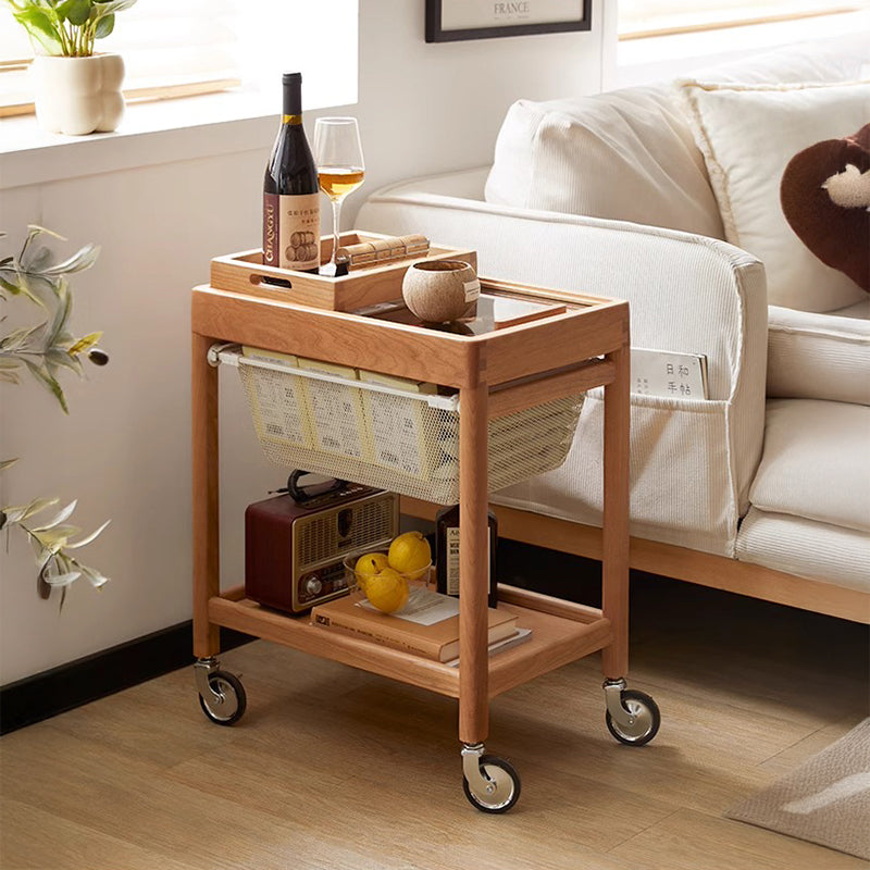Cherry Wood Mobile Storage Cart
