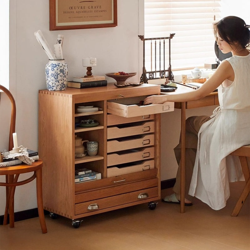 Cherry wood shutter cabinet