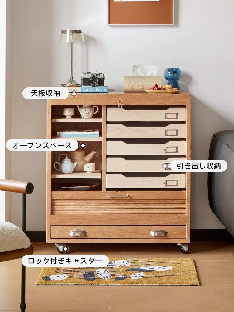 Cherry wood shutter cabinet