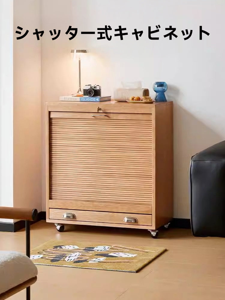 Cherry wood shutter cabinet