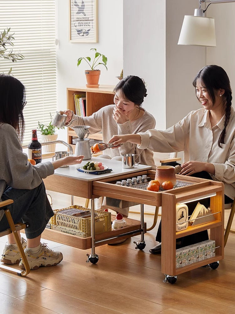 チェリー材 伸縮式リビングキャンプテーブル