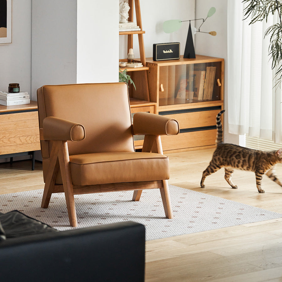 Wood Arm Square Sofa Chair