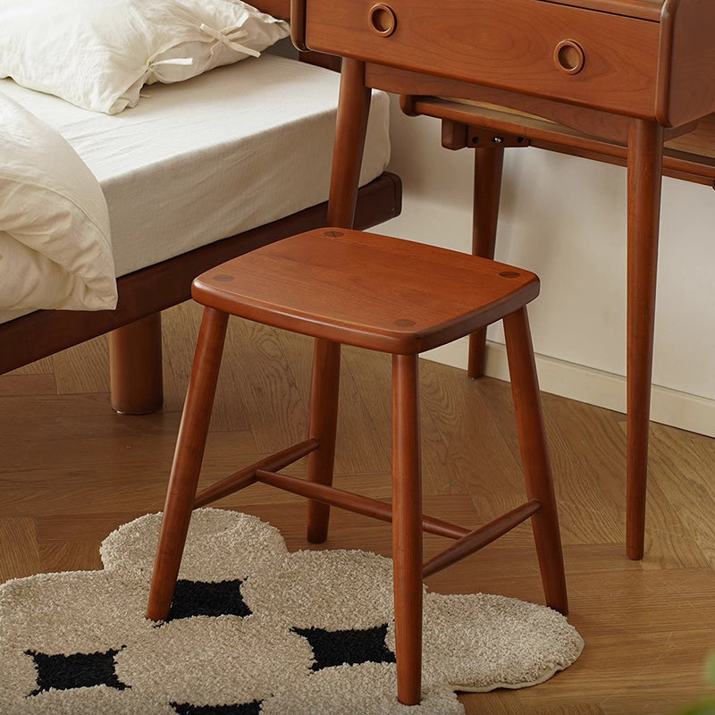 Natural wood square dresser stool