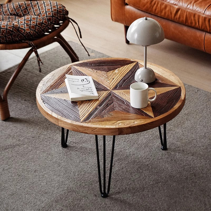 Natural wood vintage star table