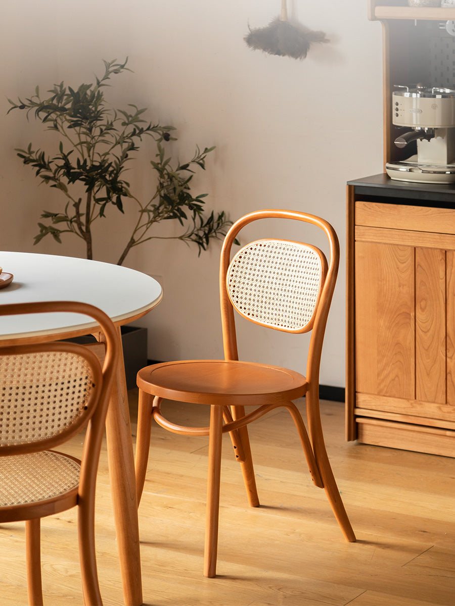 Rattan style round wood dining chair