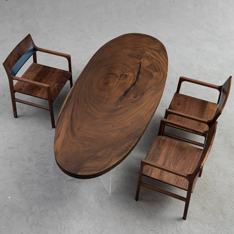 Solid wood oval dining table top