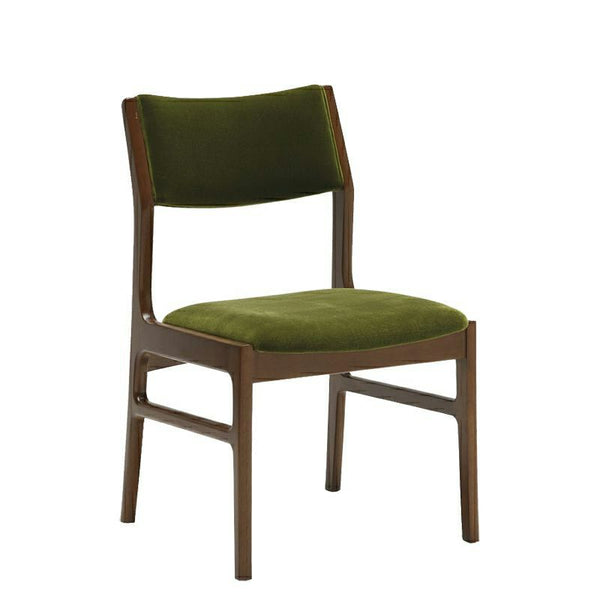 Armless Dining Chair Moquet Green Walnut