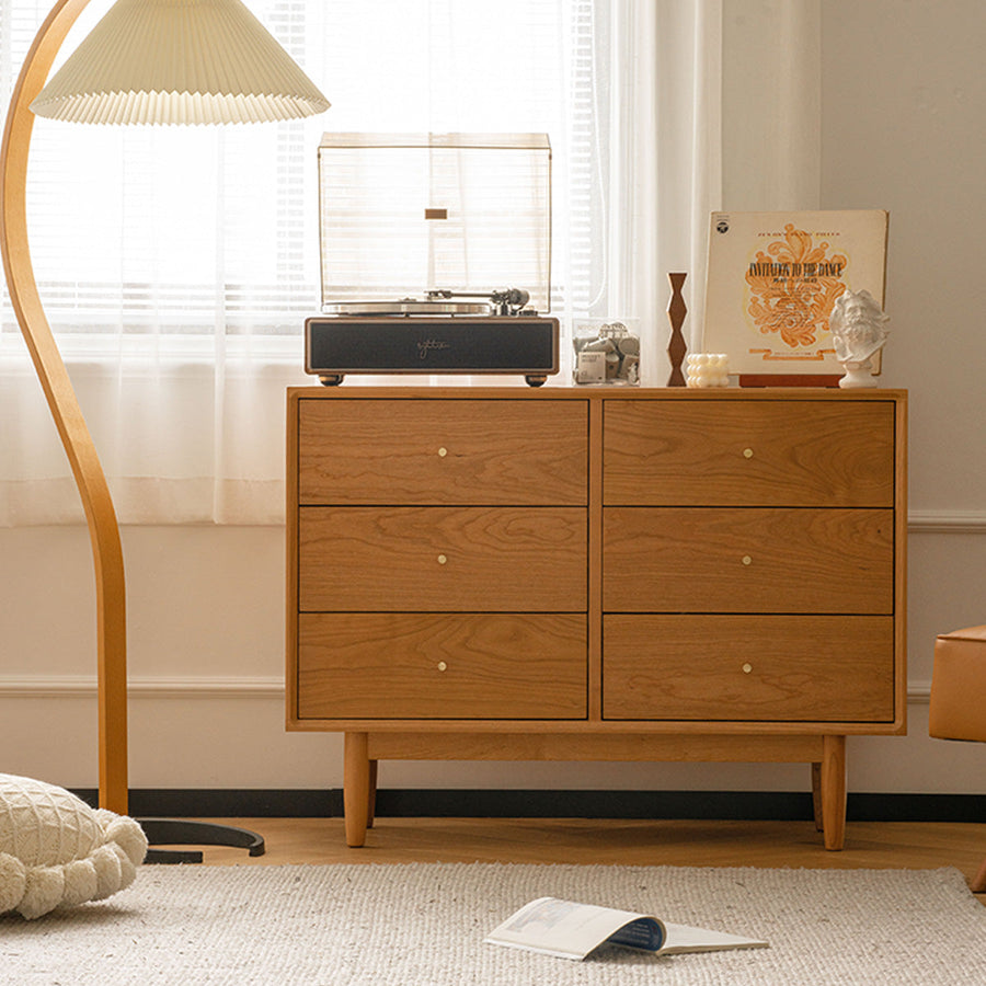 Wooden 6-compartment chest