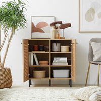 LOWYA(ロウヤ) ラタン調キャビネット リビング収納 - MIRUMU