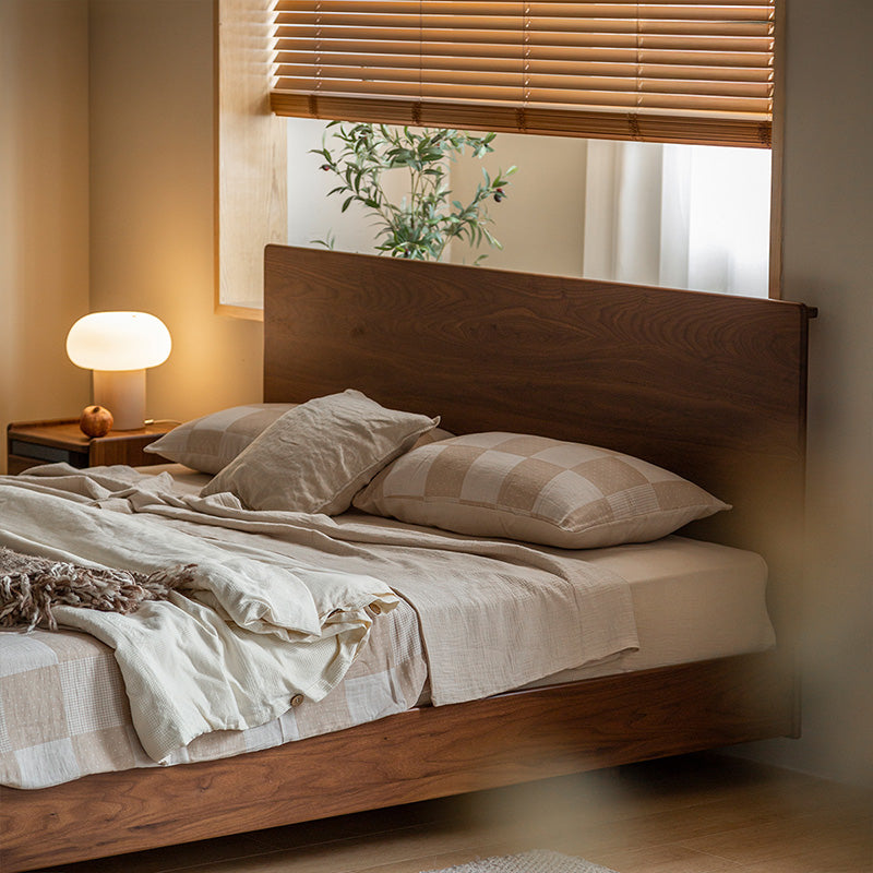Walnut wood floating bed