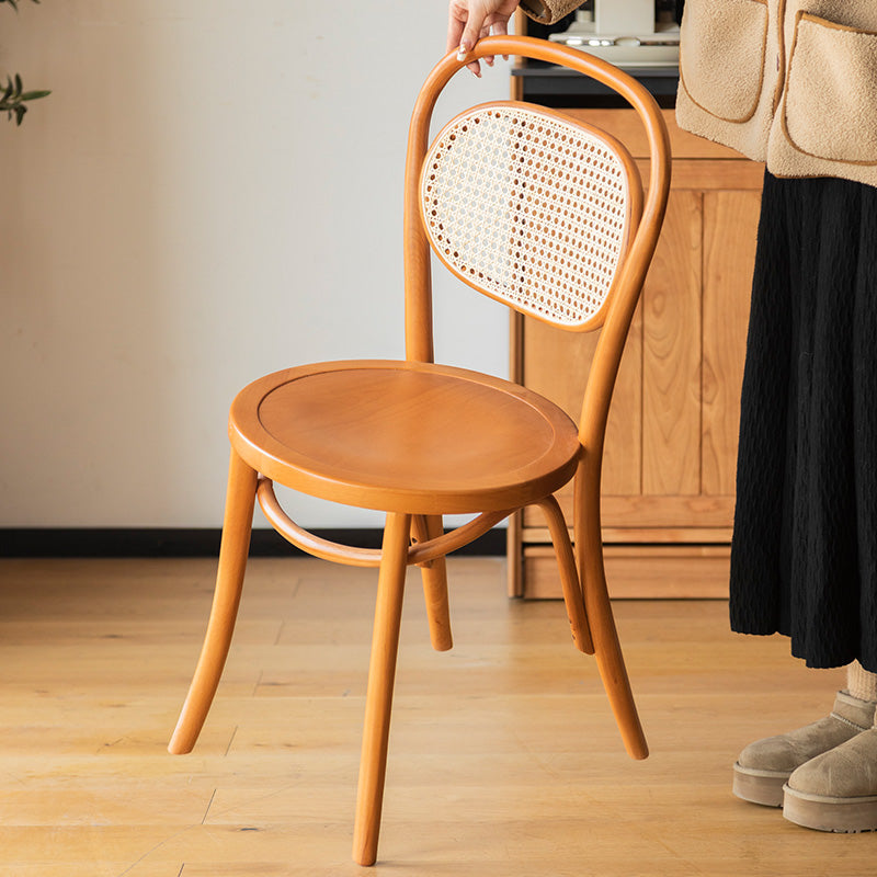 Rattan style round wood dining chair