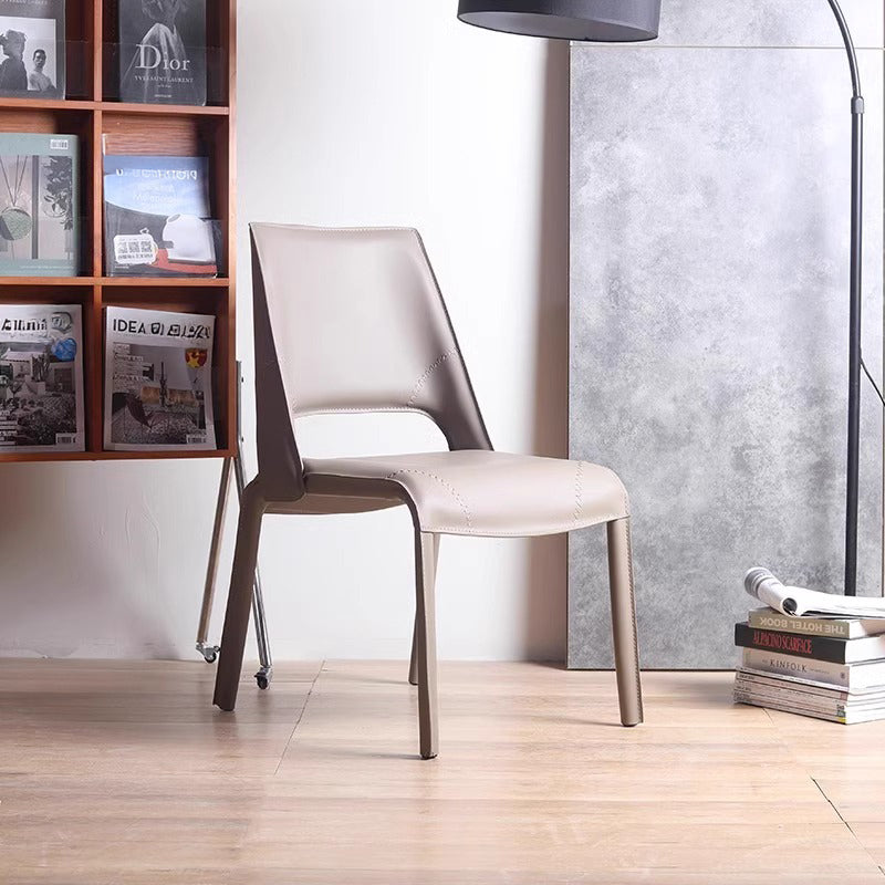 Leather-look high-back dining chair
