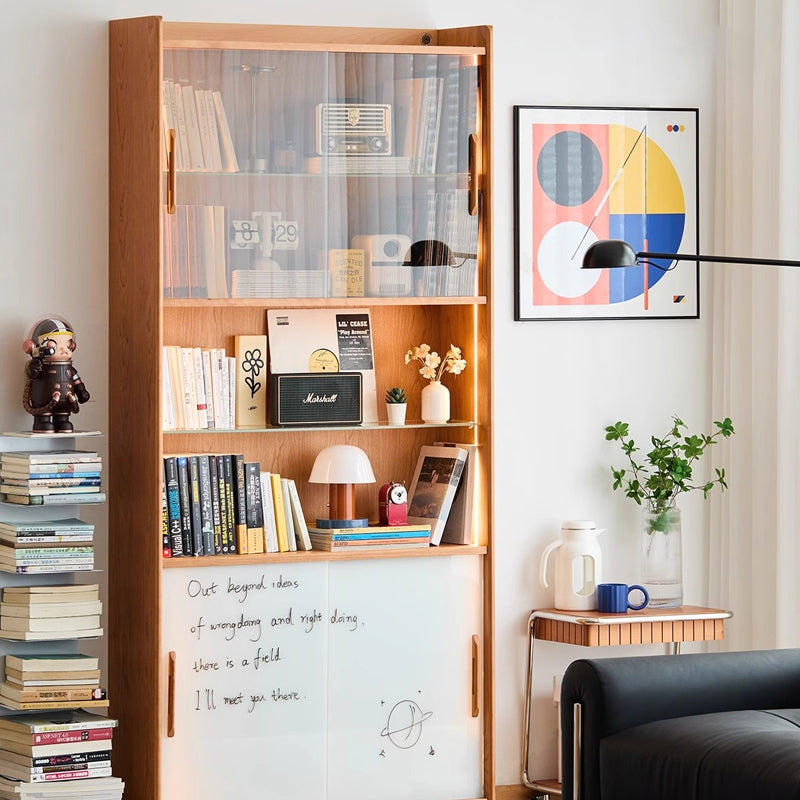Cherry wood multi-function cabinet with light