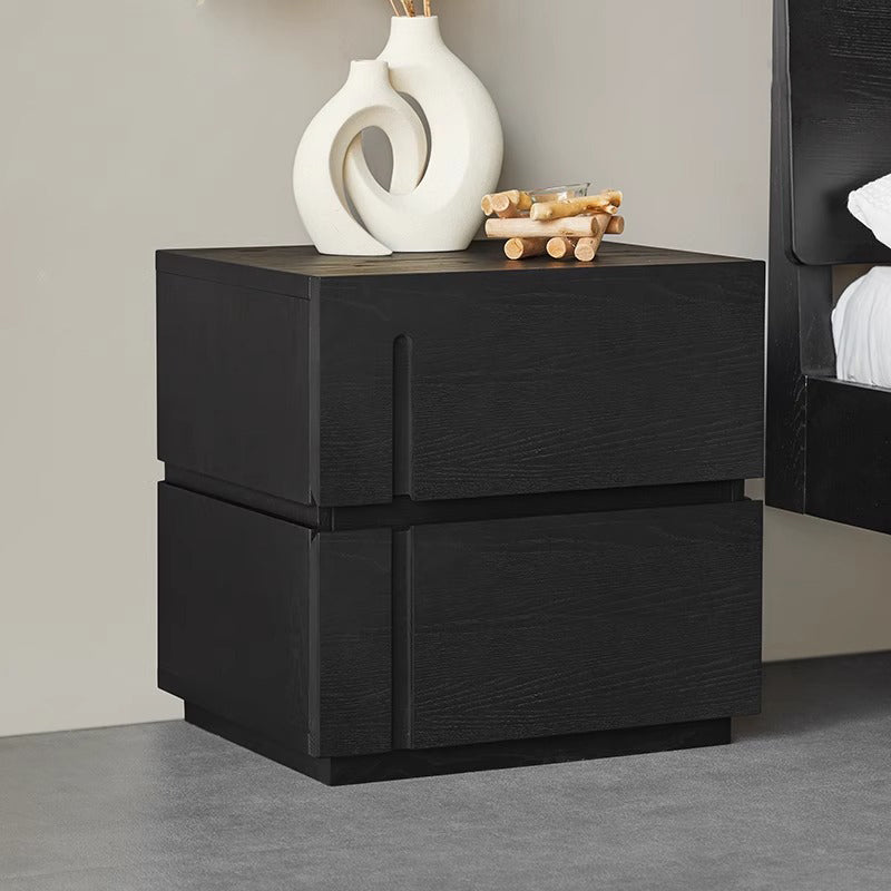 White ash wood modern black night table