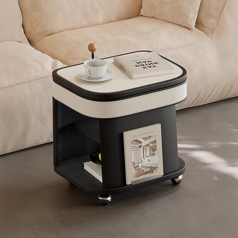 Leather-look side table with castors