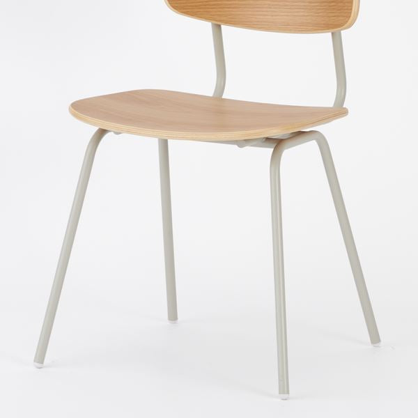KUUM Chair shikaku Gray White Steel Frame Wooden Back クーム チェア シカク