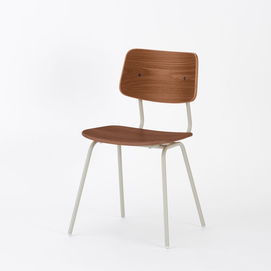 KUUM Chair shikaku Gray White Steel Frame Wooden Back クーム チェア シカク
