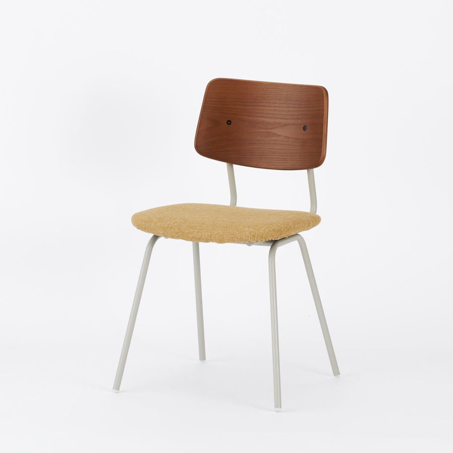 KUUM Chair shikaku Gray White Steel Frame Cushion Brown Back クーム チェア シカク