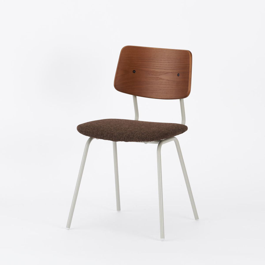 KUUM Chair shikaku Gray White Steel Frame Cushion Brown Back クーム チェア シカク