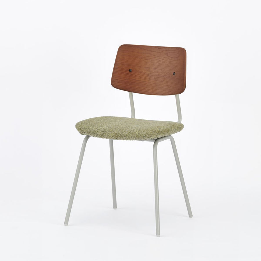 KUUM Chair shikaku Gray White Steel Frame Cushion Brown Back クーム チェア シカク