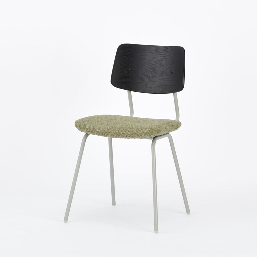KUUM Chair shikaku Gray White Steel Frame Cushion Black Back クーム チェア シカク