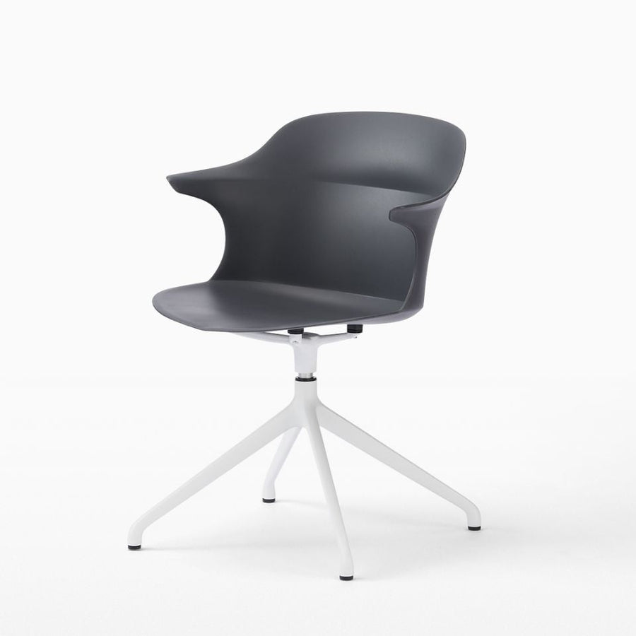 Smooth Round Chair With Arms White Legs スムースラウンドチェア アーム付 ホワイト脚