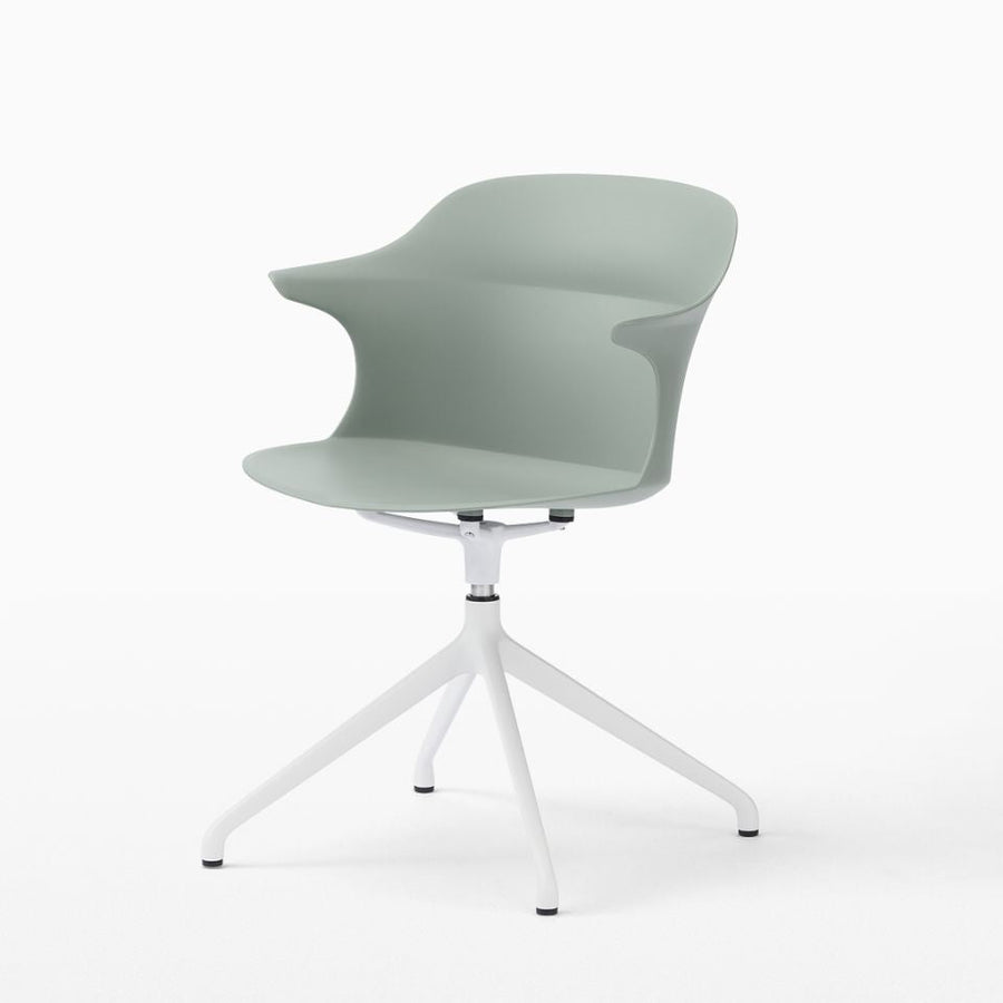 Smooth Round Chair With Arms White Legs スムースラウンドチェア アーム付 ホワイト脚