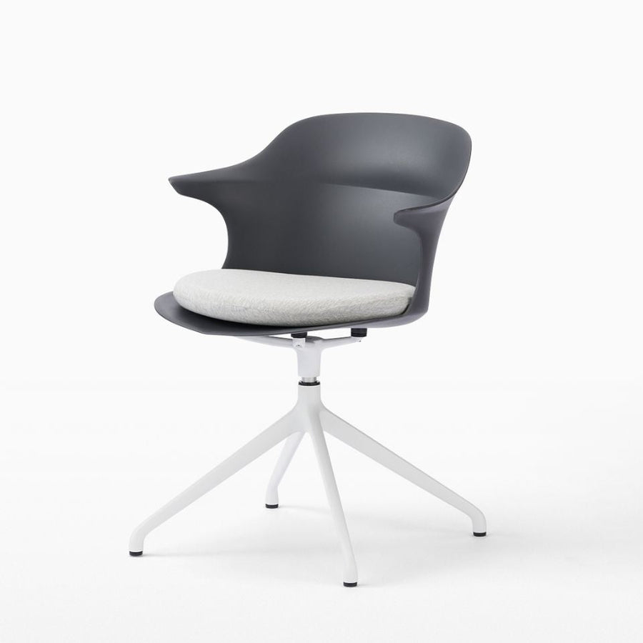 Smooth Round Chair With Arms White Legs スムースラウンドチェア アーム付 ホワイト脚