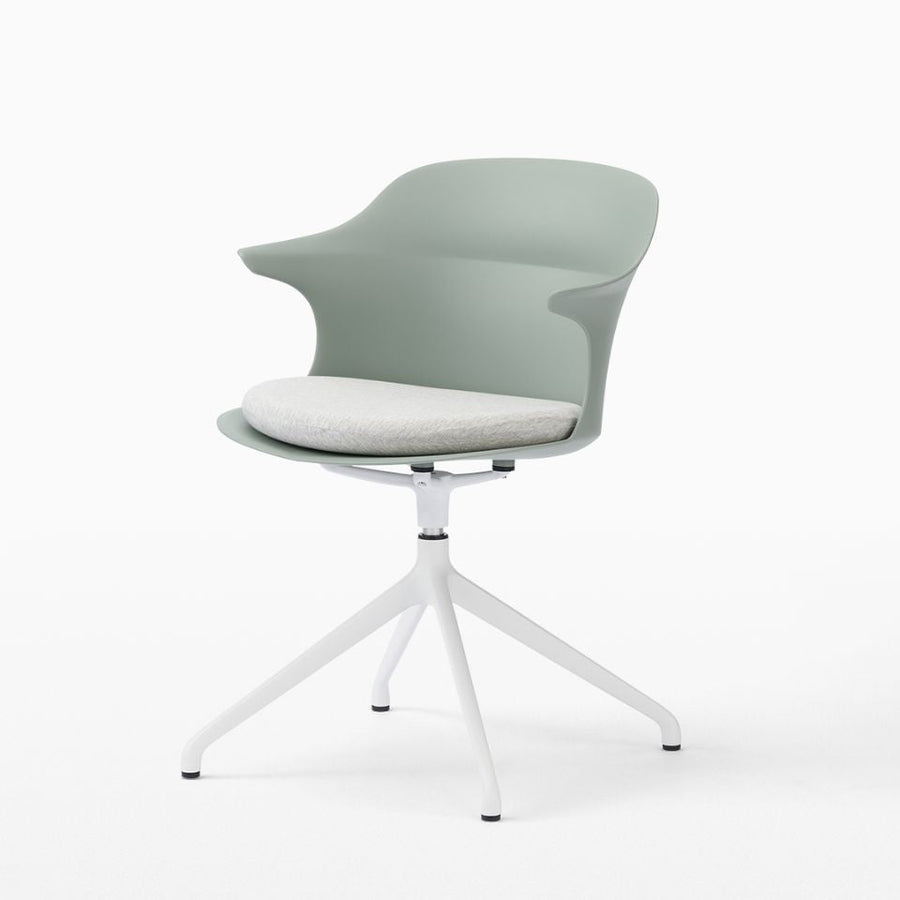 Smooth Round Chair With Arms White Legs スムースラウンドチェア アーム付 ホワイト脚