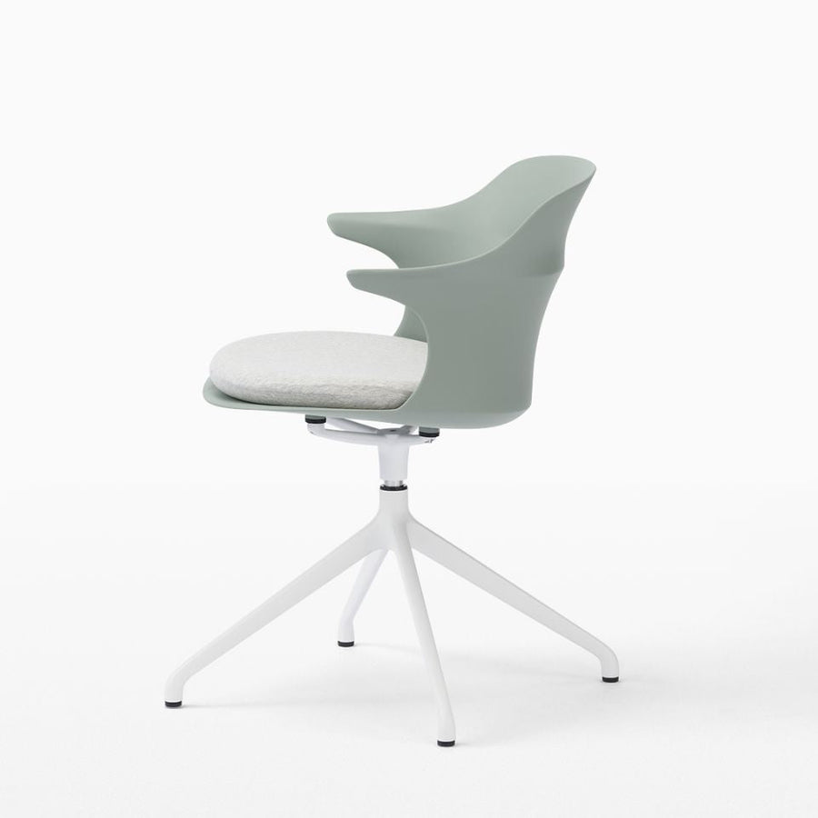 Smooth Round Chair With Arms White Legs スムースラウンドチェア アーム付 ホワイト脚