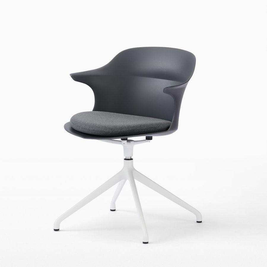 Smooth Round Chair With Arms White Legs スムースラウンドチェア アーム付 ホワイト脚